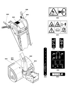 Decals Group Diagram and Parts List for 1696257-01-BP2132SE  Briggs and Stratton Snow Blower